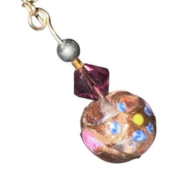 Unique Elegant Earrings Gold and Multicolored Beads - Picture 3 of 10